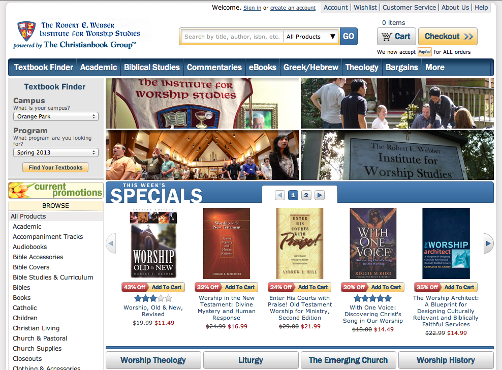 Screenshot of the IWS Online Bookstore